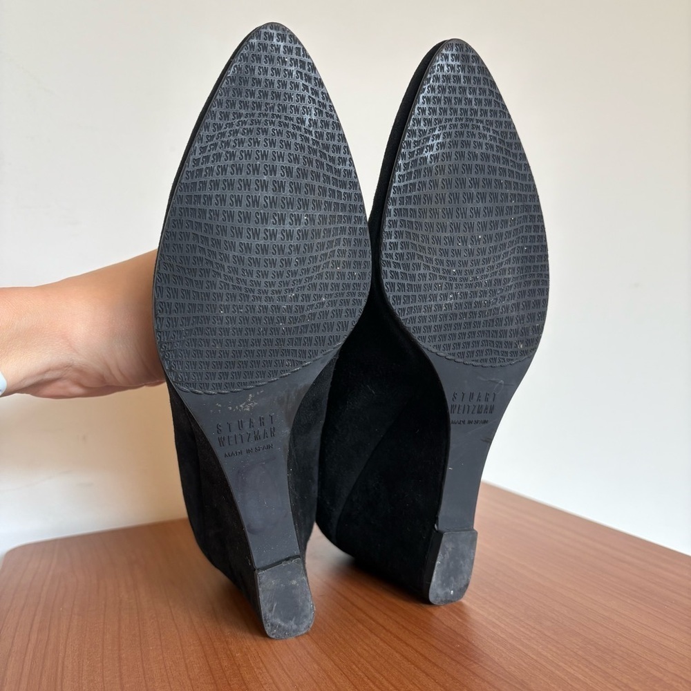 Stuart Weitzman Choke Up Black Suede Wedge Size 7.5 - Picture 9 of 9